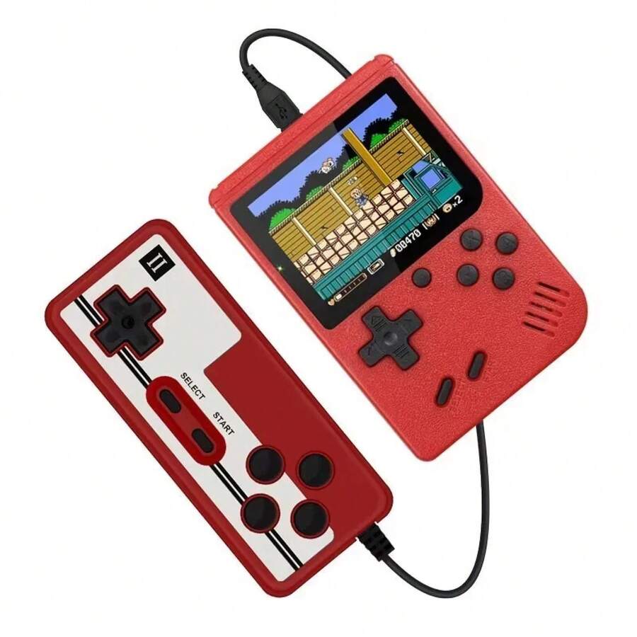 2.4-Inch Retro Handheld Game Console, Classic 8-Bit Console With 500 Built-In Games, Nostalgic Model, Gift For Kids. - Red With Gamepad - View 1