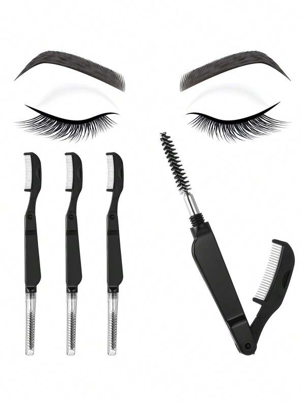1pc/3pcs Eyelash Comb, Eyebrow Comb, Foldable Eyelash Separator Tool, Stainless Steel Toothbrush, Eyebrow Brush, Eyelash Brush, Eyebrow Brush, Grooming Tool