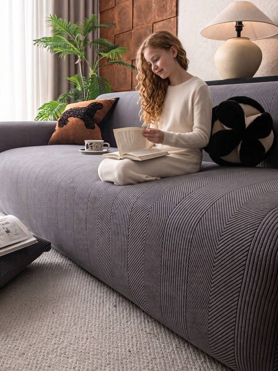 1 pièce Housse de canapé élastique monobloc toutes saisons, housse de coussin de canapé antidérapante à couverture complète en tissu, lavable en machine, anti-poussière, anti-taches, anti-décoloration, housse de protection pour animaux de compagnie, convient pour la chambre, le bureau, le salon, le canapé d'angle