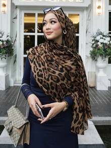 Bohemian Style Fashion Leopard Print Women's Headscarf, Soft Breathable Versatile Street Scarf, Suitable For Daily Wear - Multicolor - View 2