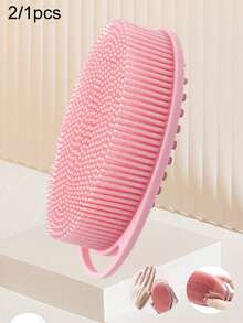 2/1pc Soft Silicone Bath Scrub Brush, Suitable For All Skin Types. Effectively Cleans Body Dirt,, Calluses And Skin. Produces Rich Foam For Clean And Smooth Skin. Suitable For Showering, Bathing, Personal Hygiene Cleaning And Care. Port - A - View 1