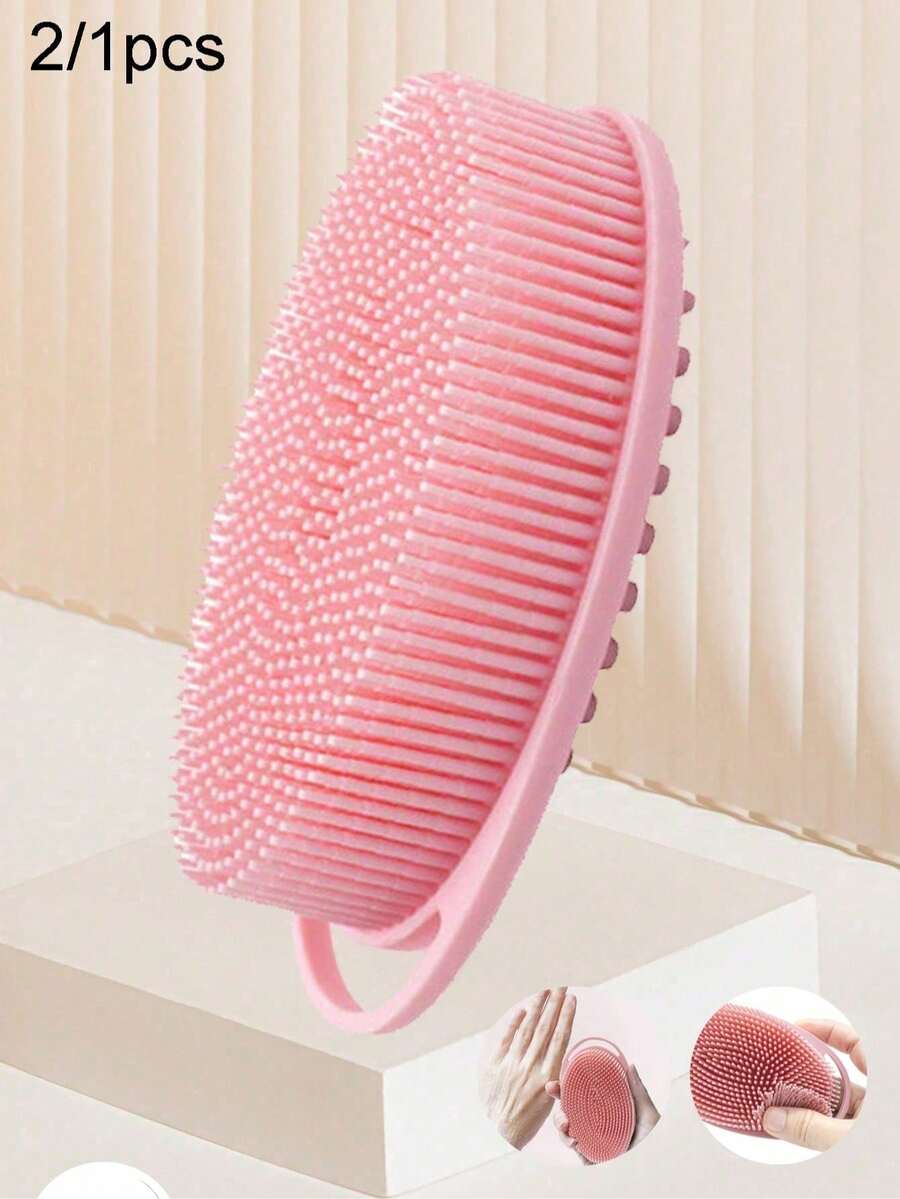 2/1pc Soft Silicone Bath Scrub Brush, Suitable For All Skin Types. Effectively Cleans Body Dirt,, Calluses And Skin. Produces Rich Foam For Clean And Smooth Skin. Suitable For Showering, Bathing, Personal Hygiene Cleaning And Care. Port - A - View 1