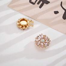 1 Pc Multicolor Rhinestone Flower Cufflinks, No-Sew Elegant Formal Shirt Accessories - Multicolor - View 11