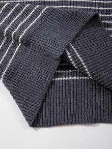 Sweater Rajut Pria Kasual untuk Liburan, Perjalanan Sehari-hari, Pulang ke Rumah, Serbaguna, Blok Warna, Garis-garis, Kerah Bulat, Lengan Panjang, Longgar, Berusuk, Pullover, Musim Gugur/Dingin - Grey - View 7
