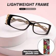 2Pcs Fashionable Small Frame Rectangular Reading Glasses, Unique Metal Butterfly Shaped Temple Design, With High-Quality Metal Hinges, Suitable For Women's Daily Reading Wear, Comes With High-Quality Glasses Storage Bag - White - View 5