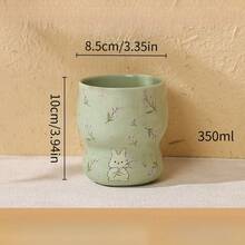 1pc Cute Rabbit Floral Coffee Cup, Handheld Cup Afternoon Tea Cup Dessert Cup Matcha Cup Ceramic Material, Suitable For Coffee Corner, Office, Back To School Season, Gift, Tumbler, Cup, One Cup Of Coffee - Multicolor - View 15