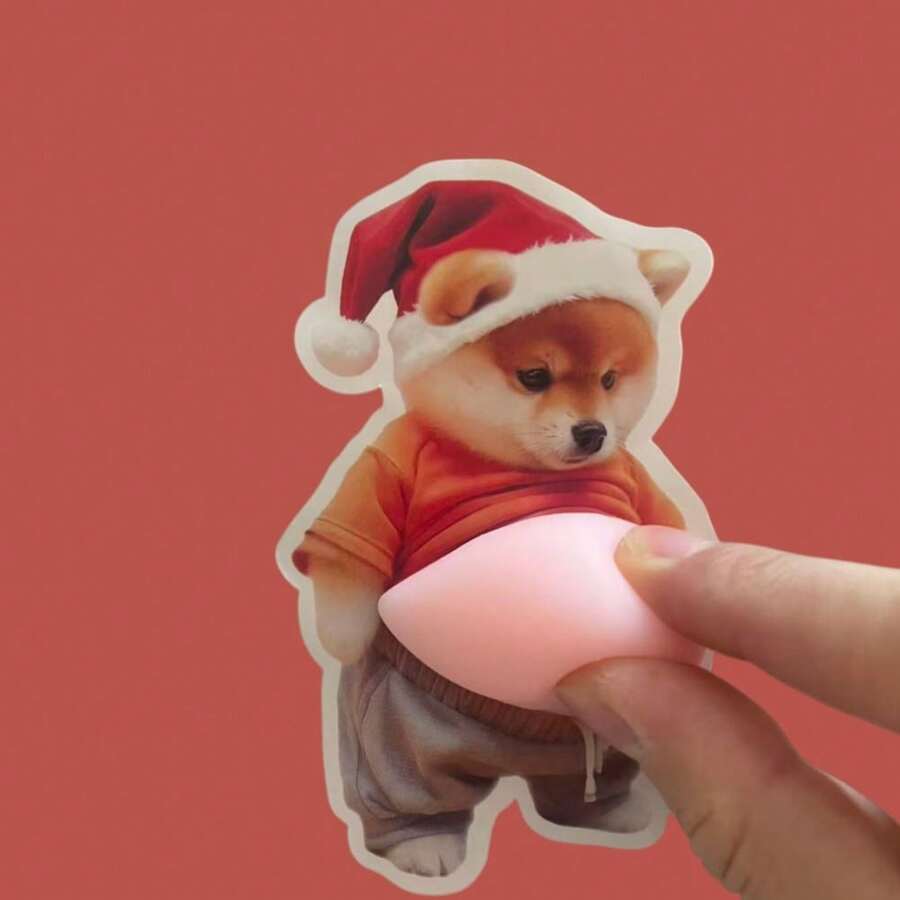 3D Sticker 1pc/2pcs/5pcs Creative Fried Chicken Sticker Shiba Inu Sticker Belly Puppy Sticker Belly Dog Collectible Printed Sticker Scrapbook Decoration - Red - View 1