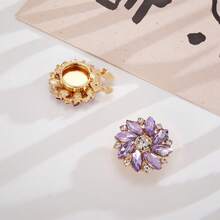 1 Pc Multicolor Rhinestone Flower Cufflinks, No-Sew Elegant Formal Shirt Accessories - Multicolor - View 8