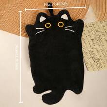 2-Piece And 1-Piece Wall-Mounted Black Cat Hand Towels, Kitchen Heat-Resistant Mats, Thickened Absorbent Coral Fleece Cleaning Cloths And Hand Towels - Black Cat - View 4