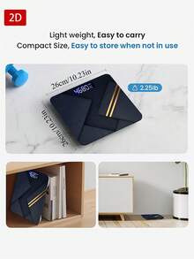 1pc 2D Flat/Dark Geometric Layer Diagonal Line Metallic Gold Decor/Minimalist Modern Design/Indoor Temperature Display Tempered Glass Bathroom Scale, Max Weight 400lbs/180kg, Tempered Glass Surface, Temperature Detection - A - View 4