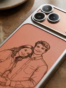Personalized Custom Photo Phone Case Compatible With IPhone 17 16 15 14 13 12 Pro Max Laser Engraving Process DIY Line Drawing Design Luxury Plating Hard Plastic Transparent Matte Camera Protection Cover 17 Pro Max Gifts For Christmas Days - Silver - View 6