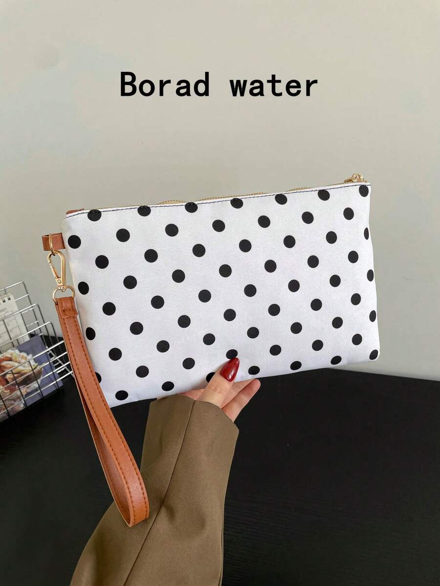 Bolso versátil nuevo de primavera/verano, con estampado de lunares, bolso de mano de mujer de moda multiusos de paja tejida de colores en forma de sobre