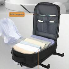 Mochila de viaje unisex de gran capacidad, estilo empresarial, bolsa para portátil, bolsa de equipaje de mano (40*20*30cm) que cumple con las regulaciones de aviación, mochila multifuncional impermeable, compartimento independiente para zapatos, capa intermedia de separación seca y húmeda, mochila de viaje para estudiantes de secundaria - Gris - Ver 4
