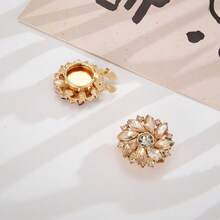 1 Pc Multicolor Rhinestone Flower Cufflinks, No-Sew Elegant Formal Shirt Accessories - Multicolor - View 10