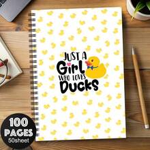 Cute Yellow Duck Puzzle Cover Spiral Notebook High-Quality Inner Pages Ideal Gift For Friends Exquisite Study And Office Supplies Durable Spiral Binding, Pen Not Included - One Book (50 Pages, 100 Pages) - View 3