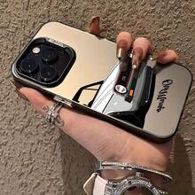 1 pieza Funda de teléfono con patrón de carreras negro & plateado compatible con teléfonos Apple - Multicolor - Ver 5