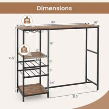 48" Bar Table, Dining Table With Storage Shelves, Glasses Holders, Wine Racks, Adjustable Foot Pads, Metal Frame, Counter Height Bistro Tables For Kitchen Living Room Dinette (Rustic Brown) - Rustic Brown - View 3