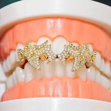 THATBOY 2pcs/Set Hip-Hop Fashion Asymmetrical Heart-Shaped Sharp Tooth Grillz Polygon Sharp Tooth Grillz Shiny Women's Men's Party Dental Accessories Durable Exquisite Detachable - Multicolor - View 14