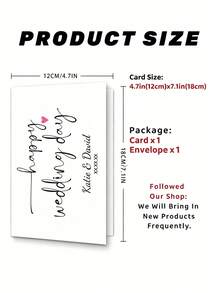 Customized Name And Date Greeting Card, Suitable For Wedding, Engagement Or Anniversary, Gift Card With Sincere Congratulations, Creating Exclusive Greeting Card For Newlyweds - Multicolor - View 8