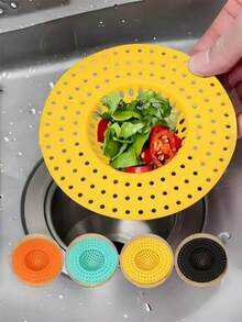 2Pcs Multicolor Silicone Sink Drain Filters, Bathroom Hair Catchers & Kitchen Food Waste Stoppers, Durable Round Drain Covers For Sink Accessories - Multiple Styles - View 2