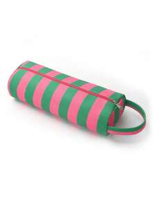 1 pièce Sac de rangement pour sèche-cheveux en velours côtelé à imprimé rayé, sac de rangement portable pour boucleur de cheveux avec poignée, sac de voyage pour outils de coiffure pour femmes, sac pour fer à friser - Multicolore - Voir 11