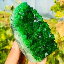 1 Rare Green Quartz Crystal Cluster, Mineral Crystal Cave Specimen, Independent Free-Form Shape, Creative Gift And Collectible, Perfect Home Decor Art Collection, Unique Easter, Halloween, Christmas, Holiday Gift - Green - View 6