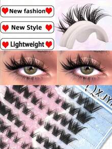 64/104 Clusters Korean Refined Anime Style False Eyelashes, C Curl Natural Flirty Design, Suitable For Beginners, 8-13mm Length Eyelash Clusters, Independent False Eyelash Clusters, Suitable For Home DIY, Reusable, Suitable For Beginners, Soft And Fluffy Eyelash Clusters, Mixed Lengths. - C - View 8
