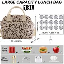 Large Capacity Insulated Lunch Bag Reusable Thermal Cooler Tote With Adjustable Strap Thick Corduroy & PEVA Liner Fashion Pattern Leakproof Soft Storage Bag Multiple Compartments For Women Men Office School Picnic Camping Valentine's Day Gift - Beige Stars - View 3