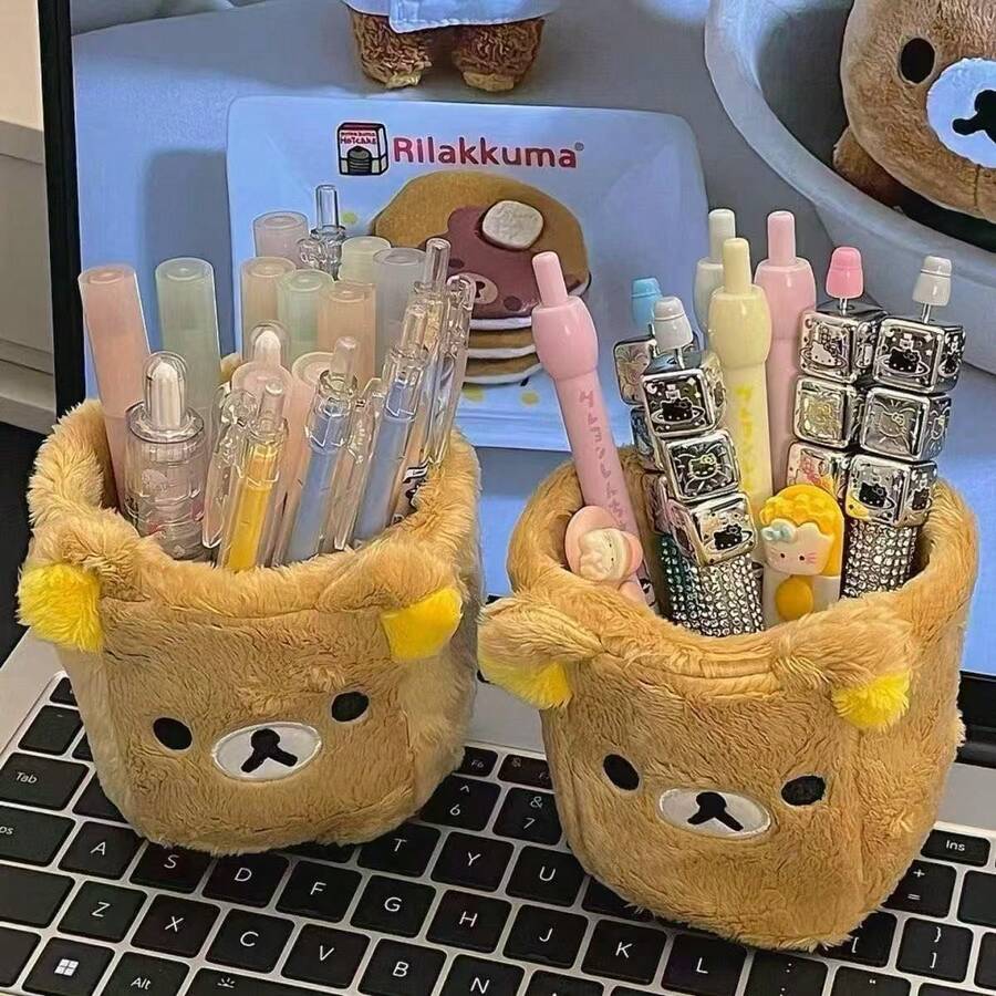 San-X Rilakkuma 日式可愛熊造型收納盒,桌面文具收納整理盒,學生筆筒 - 彩色 - 查看 1