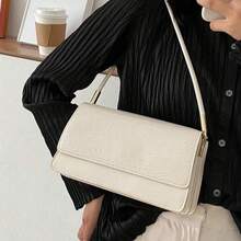 Fashion Crocodile Embossed Flap Bag Shoulder Bag - White - View 2
