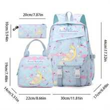 Miniso Set de 3 piezas de mochila Sanrio Cinnamoroll con patrón de luna y escamas de sirena, kit de mochila casual con bolsa de almuerzo de mano y estuche para lápices, mochila ligera para - Azul - Ver 5
