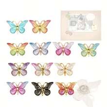 1 Box 12Pack//24Pack Butterfly Push Pins, Decorative Thumbtacks, Artistic Creations, Beautiful Appearance, Wide Range Of Uses, Suitable For Home, Office, School DIY Creative Projects, Durable Metal Pins - A - View 6
