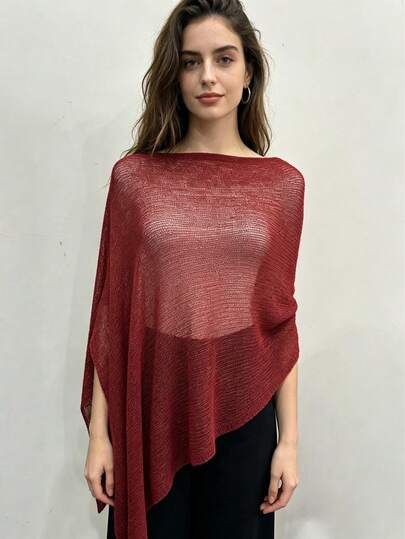 Cardigan Syal Tipis Wanita, Shrug Rajut Ringan, Gaun Lembut, Lengan Jala, Penutup Tubuh untuk Pakaian Pantai