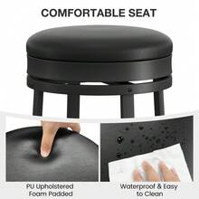 24'' Backless Round Swivel Bar Stools Set Of 2/4, Modern Counter Height Backless Round Kitchen Island Seating With PU Leather Upholstery And Metal Frame Durable Comfortable - View 8