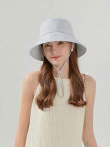 JOYLORD 1 pieza Sombrero de ala ancha para mujer, estilo coreano versátil minimalista de unicolor, sombrero de cubo para primavera/verano, protección solar para viajes al aire libre - multicolor - Ver 2