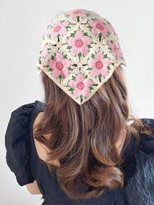 de punto con borlas y diseño floral calado, diadema fresca, estilo dulce de playa, bandana para mujer, atuendos de verano, banda para el cabello de playa, accesorios para el cabello de playa - Multicolor 2 - Ver 12