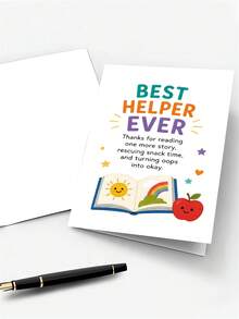1pc Birthday Card For Baker, Chef, Friend – Funny Chef Whisk Cartoon Illustration, Birthday Humor, Thickened, With Envelope - A - View 6