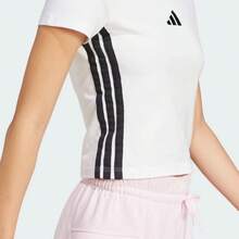 Adidas 三條紋短高腰女ESSENTIALS短袖T卹 - 白色 - 查看 7