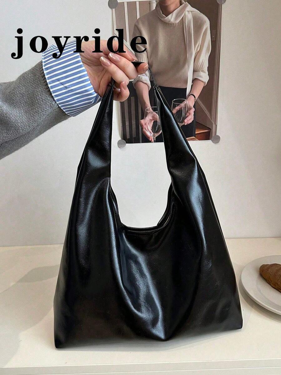 Women's Solid Color PU Leather Fashion Large Capacity Shoulder Bag For Daily Use - Black - View 1