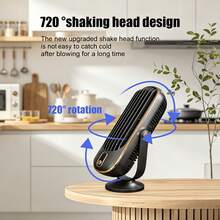 Ventilador de Mesa Rotativo 720°, Ventilador de Mesa Silencioso com 5 Velocidades, Ventilador de Mesa Pessoal Recarregável por USB, Ventilador de Ar-Condicionado, Adequado para Casa, Escritório, Ventilação de Cozinha, 5 Cores Disponíveis - Multicolorido - Visão 8