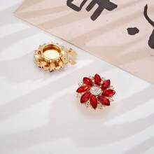 1 Pc Multicolor Rhinestone Flower Cufflinks, No-Sew Elegant Formal Shirt Accessories - Multicolor - View 14