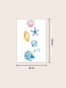1pc Waterproof Anti-Rubbing PVC Realistic Shell & Conch Tattoo Sticker, Suitable For Women & Men, Beach, Pool, Party, Daily Use - Multicolor - View 5