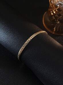 1pc 14K Gold Plated Fashionable Hip Hop Style Gold Tone Chain Bracelet For Unisex Daily Wear - Gold Bracelet - View 5