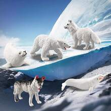 1 Set Mini Realistic Arctic Animal Model Set, Polar Bear, Beluga Whale, Orca, Reindeer, Rabbit, Wolf, Children's Early Education Cognitive Toy - 彩色 - 查看 5