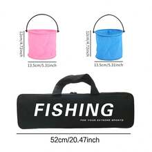 KecchKrezing Pink & Blue Solid Color Lure Fishing Rod Set, Telescopic Plug-In Rod With Closed Button Reel, Bucket Net And Storage Bag, Family-Friendly Portable Fishing Kit - Blue - View 4