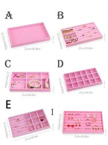 6/1 pieza Bandeja de almacenamiento de joyas de terciopelo Estilo cajón Caja de almacenamiento Caja de anillos Organizador de joyas apilable de gran capacidad con diseño de compartimentos Adecuado para aretes, collares, pulseras, anillos, diademas, bolsas Estante de exhibición de joyas Organizador de bolsa de maquillaje - Multicolor - Ver 9