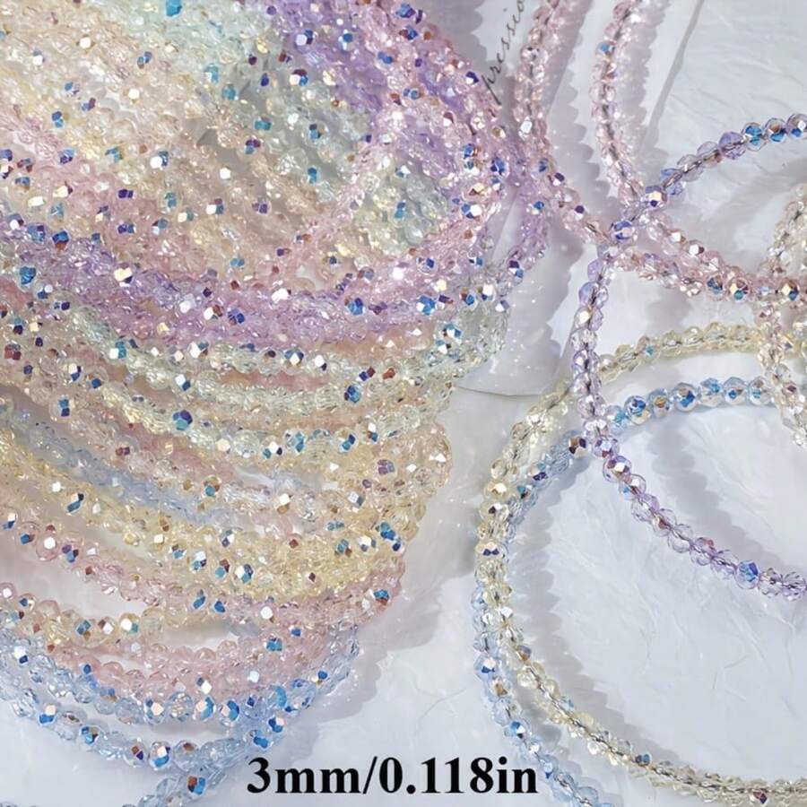 Approx. 100pcs DIY Jewelry Making Beads, Aurora Iridescent Faceted Round Beads, Shiny AB Color, Mixed Color Mini Beads, For Bracelets, Necklaces, Earrings Handmade Accessories - Multicolor - View 1