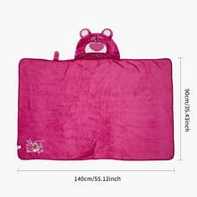 Miniso 系列卡通草莓熊毛絨睡衣套裝，可愛連帽居家服，春秋空調毯披肩，加厚保暖午睡毯禮物 - 玫瑰紅 - 查看 8