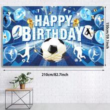 1pc Football Birthday Party Background Banner, Blue Football Happy Birthday Banner Large Sports Football Birthday Background Photo Booth Props Football Theme Birthday Party Decoration - Multicolor - View 4