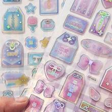 Q-LiA Rainbow Jelly Sheet – Japanese Amulet/Lucky Tag Design With Four-Leaf Clover Pattern. Features 3D Puffy Crystal Embossing. Waterproof, Self-Adhesive Sticker; Perfect For DIY Crafts, Scrapbook Decoration, Smartphone Cases, Laptops, Water Bottles, Stationery Accessories, And More. - Multicolor - View 10